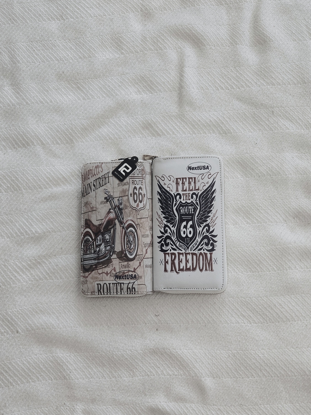 NextUSA Route 66 Freedom Motorcycle Wallet - White And Cream